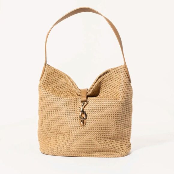 Raffia Shoulder Bag - Beige Color - BRAND NEW - Lobster Clasp Close - NWT - Picture 2 of 6